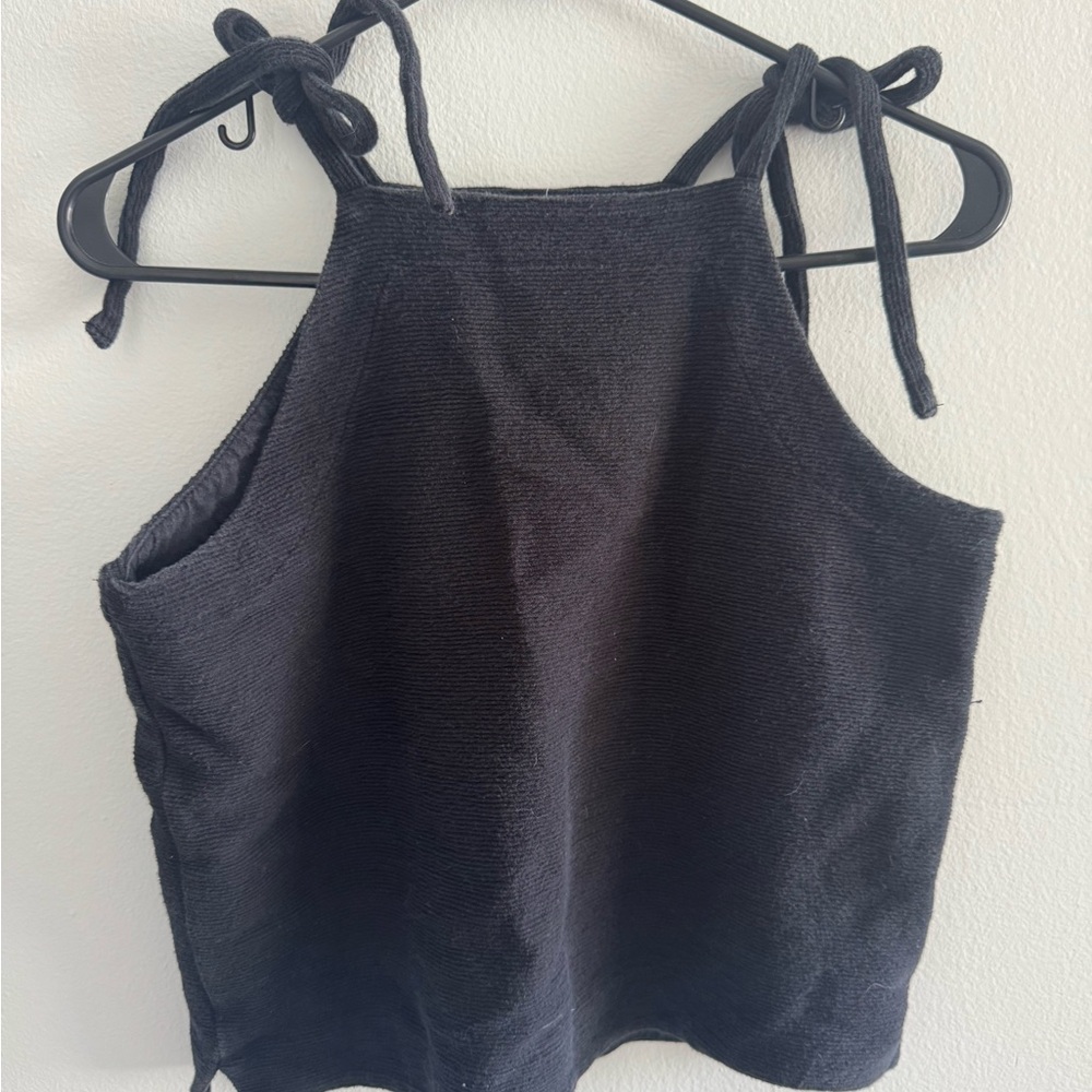 Black Sleeveless Tie-Strap Top